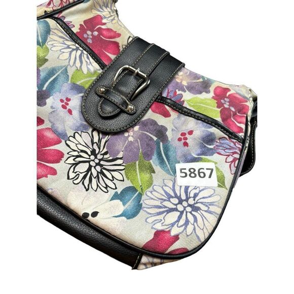 Floral Canvas Shoulder Bag With Leather Accents By Croft & Barrow - Picture 12 of 12